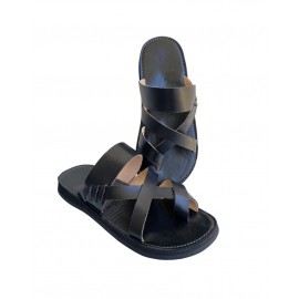 Black real leather sandal