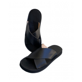 Black real leather sandal