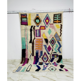 ARTISTIC BENI OUARAIN RUG, Moroccan Rug, Custom Azilal Rug, Colorful Tribal Rug, Moroccan Berber Rug