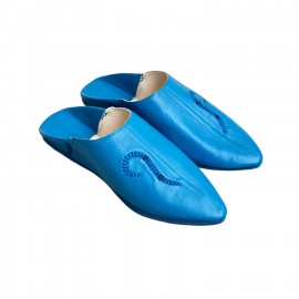 Blaue Lederpantoletten für...