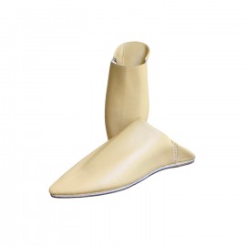 Babouche Dam i Läder Beige...