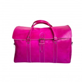 Sac de Voyage Rose en Cuir...