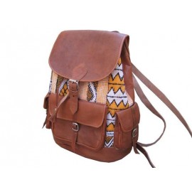 Ryggsäck i läder och kilim