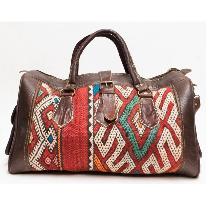 Kilim Moroccan Leather Duffle Bag