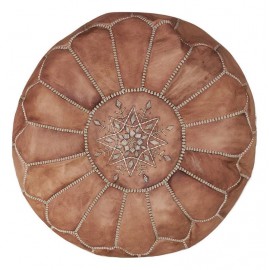 Handcraft Morocco pouf in natural leather