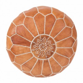 Handcraft Morocco pouf in natural leather