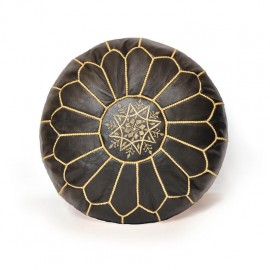 Moroccan leather pouf