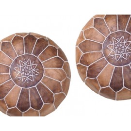 Set of two poufs in genuine...