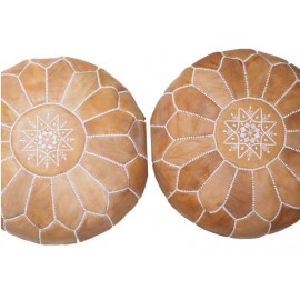 Set of two poufs in genuine...