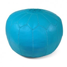Hocker in echtem Leder Blau