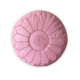 Pouffe in genuine leather Rose