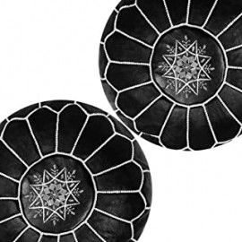 Set of two poufs in genuine...