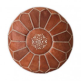 Pouf en cuir véritable pour...