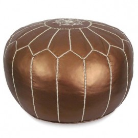 Pouf en cuir véritable Bleu
