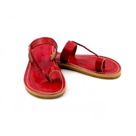 Sandale en vrai cuir Rouge