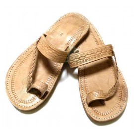 Handmade sandal in beige natural leather