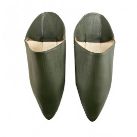 Babouche cuir véritable Vert