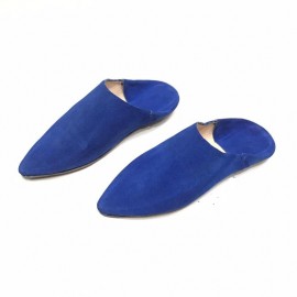 Babouche daim pointue Bleu