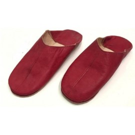 Slipper in real handmade leather Red