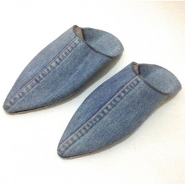 Blue slipper 100% handmade pointed