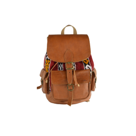 Leren rugzak met kilim