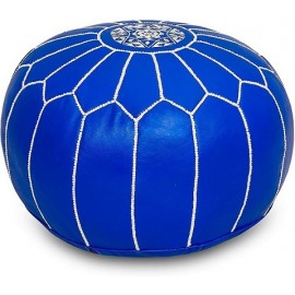 Pouf en cuir véritable Bleu