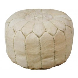Beige pouf in real leather