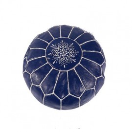 Blue pouf in real leather