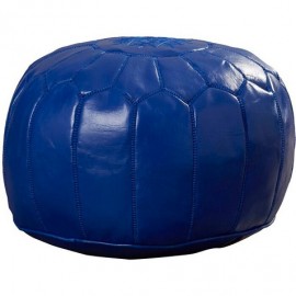 Blue pouf in real leather