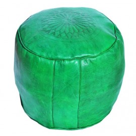 Green stool in real leather