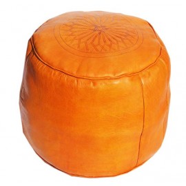 Tabouret Orange en vrai cuir