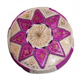Pouf Mauve en cuir véritable