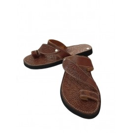 Sandale en vrai cuir marron