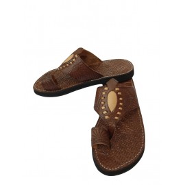 Real brown leather sandal