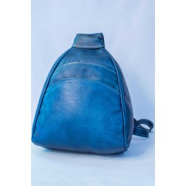 Genuine Leather Backpack Blue