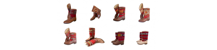 Genuine leather boots and handmade kilim women's fashion - Cuiroma